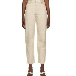 -- SOLD ON NOIHSAF --B Sides Claude High Taper High Rise White Ecru Beige Jeans